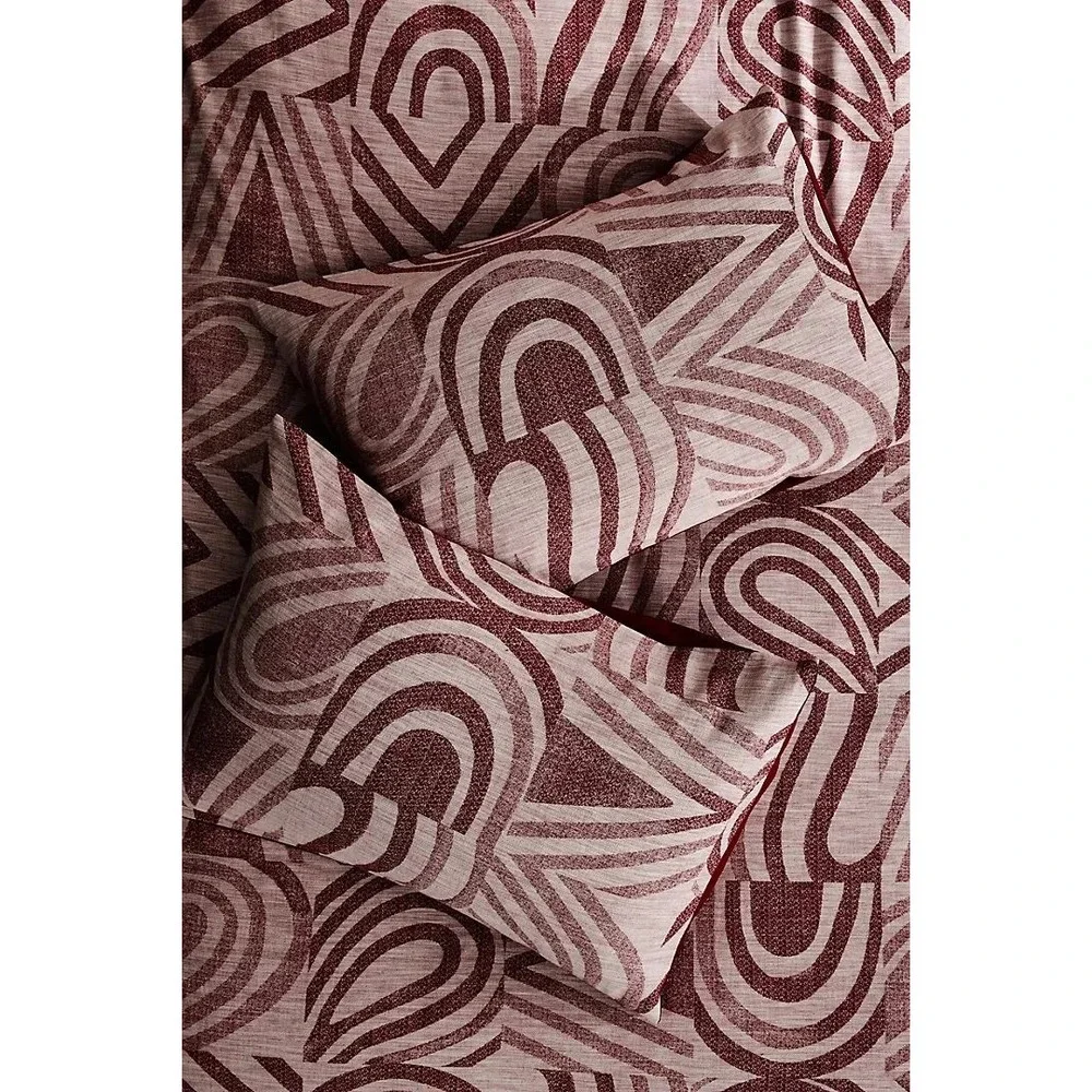 Anthropologie Lemieux et Cie Francoise Pillow Sham Set 2‎ Standard Rust Abstract